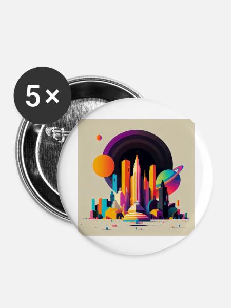 Kolonisation des Saturn - Buttons klein 25 mm (5er Pack) - Weiß