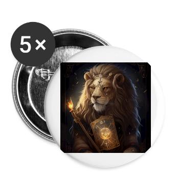Löwe im Mystischen Tarot Karten Design! - Buttons klein 25 mm (5er Pack) - Weiß - Vorne