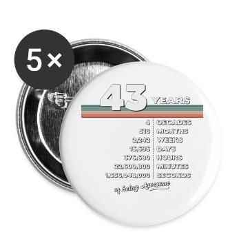 43. Geburtstag Vintage 43 Jahre alt Retro 516 - Buttons klein 25 mm (5er Pack) - Weiß - Vorne