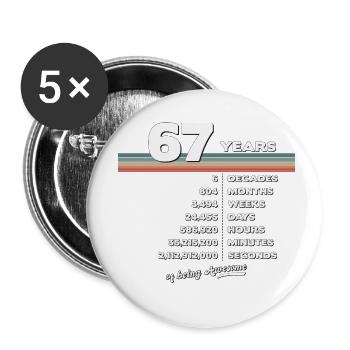 67ème Anniversaire Millésime 67 ans Rétro 804 - Lot de 5 petits badges (25 mm) - blanc - Devant