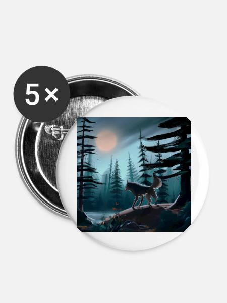 Der einsame Wolf - Buttons klein 25 mm (5er Pack) - Weiß