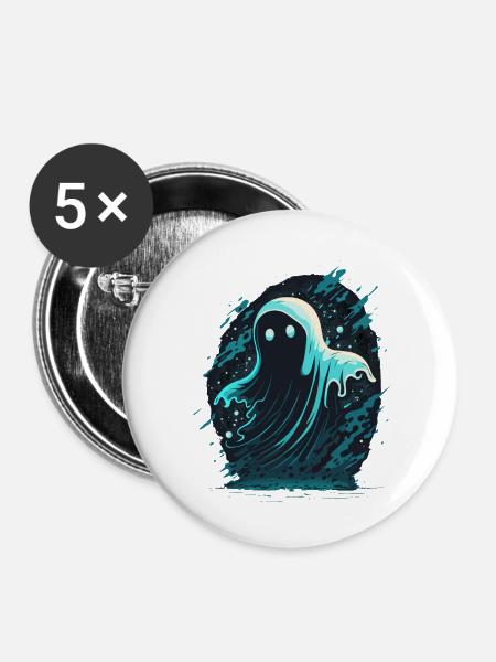 Gruseliger Geist - Buttons klein 25 mm (5er Pack) - Weiß