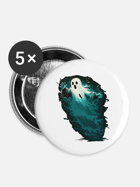 Gruseliger Geist - Buttons klein 25 mm (5er Pack) - Weiß