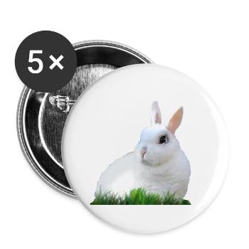 Kaninchen Hase Ostern Osterhase Tier Fauna - Buttons klein 25 mm (5er Pack) - Weiß - Vorne