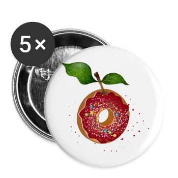 witziger Donut mit bunten Streusel und Blätter - Buttons klein 25 mm (5er Pack) - Weiß - Vorne