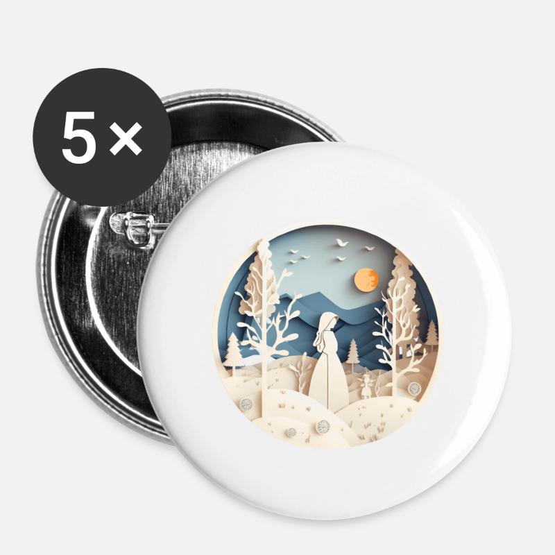 Winter Dream - Buttons small 1''/25 mm (5-pack) - white