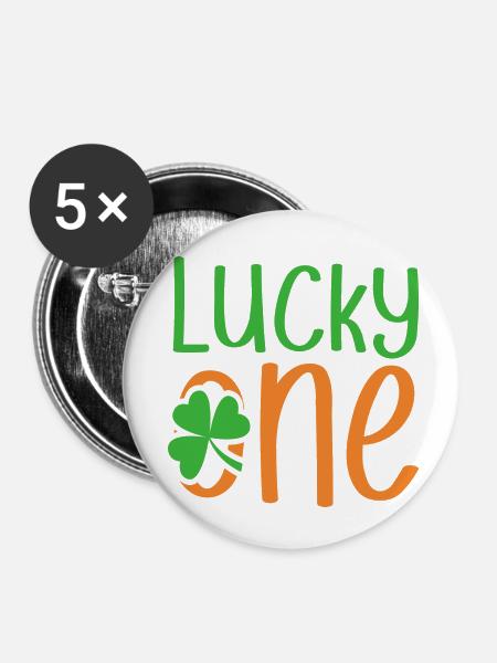 Lucky One St. Patricks Day - Buttons klein 25 mm (5er Pack) - Weiß