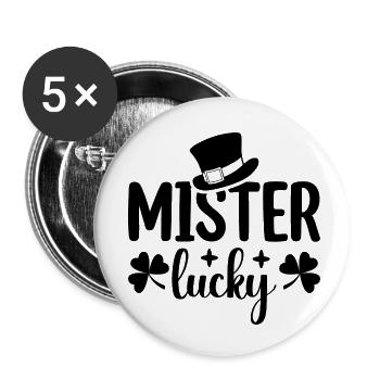 Mister Lucky - Buttons small 1''/25 mm (5-pack) - white - Front