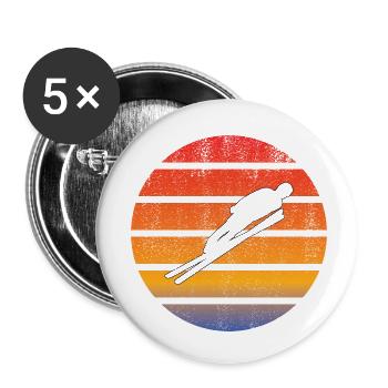 Skispringer Wintersport Skisprung Ski Skifliegen - Buttons klein 25 mm (5er Pack) - Weiß - Vorne