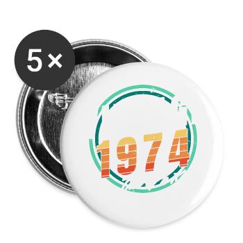 Vintage 1974 Hemd für Herren Damen 49 Jahre 49. - Buttons klein 25 mm (5er Pack) - Weiß - Vorne