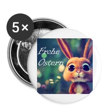 Osterhase FroheOstern - Buttons klein 25 mm (5er Pack) - Weiß - Vorne