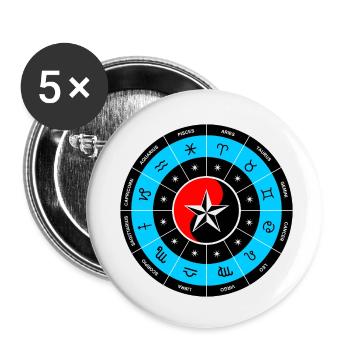 Signes du zodiaque | 12 Signes astrologiques | Horoscopes - Lot de 5 petits badges (25 mm) - blanc - Devant