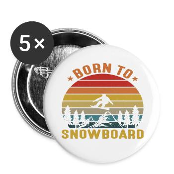 Born to Snowboard - Buttons klein 25 mm (5er Pack) - Weiß - Vorne