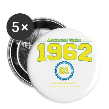 Awesome 1962 Shirt für Männer Frauen 61 Jahre alt 61. - Buttons klein 25 mm (5er Pack) - Weiß - Vorne