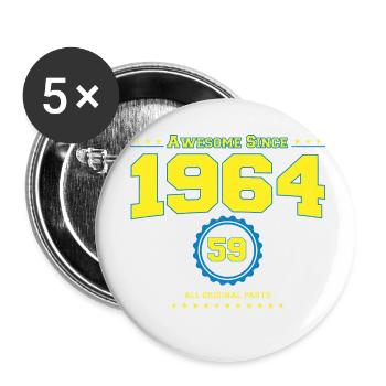 Awesome 1964 Shirt for Men Women 59 Year Old 59th - Buttons small 1''/25 mm (5-pack) - white - Front