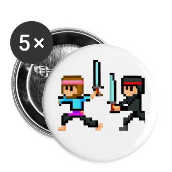 PixelArt Ninja fight - Buttons klein 25 mm (5er Pack) - Weiß - Vorne