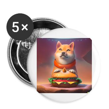 Un art numérique Shiba Inu Hamburger diseur - Lot de 5 petits badges (25 mm) - blanc - Devant