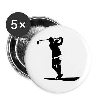 Golfer-Silhouette - Buttons klein 25 mm (5er Pack) - Weiß - Vorne
