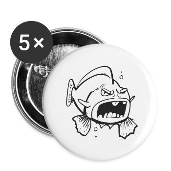 Fierce Piranha - Buttons small 1''/25 mm (5-pack) - white - Front
