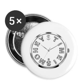 Time Is Money - Buttons small 1''/25 mm (5-pack) - white - Front