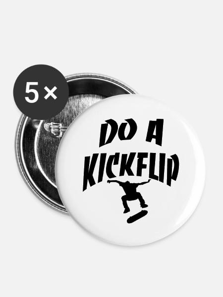 KICKFLIP - Buttons klein 25 mm (5er Pack) - Weiß