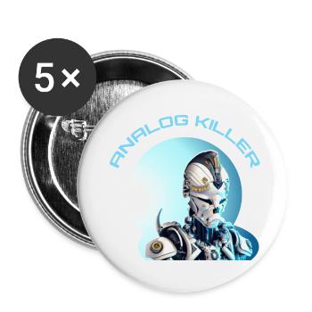 Tête squelettique - ANALOG KILLER - Lot de 5 petits badges (25 mm) - blanc - Devant