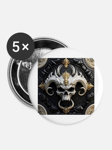Totenkopftür - Buttons klein 25 mm (5er Pack) - Weiß