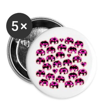 Elefant und Herzen pink - Buttons klein 25 mm (5er Pack) - Weiß - Vorne