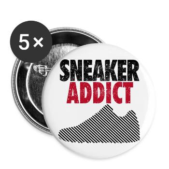 Accro aux baskets - Lot de 5 petits badges (25 mm) - blanc - Devant