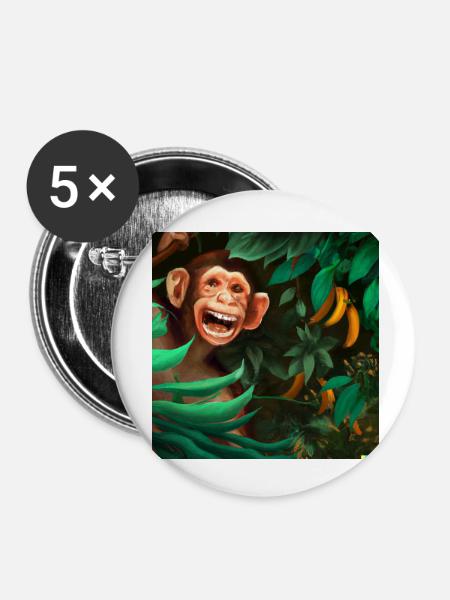 Ein lachender Affe im Urwald - Buttons klein 25 mm (5er Pack) - Weiß