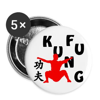 Shaolin Mönch Schattenfigur - Buttons klein 25 mm (5er Pack) - Weiß - Vorne