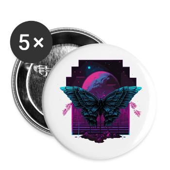 Buttterfly at Vaporwave Night - Buttons small 1''/25 mm (5-pack) - white - Front