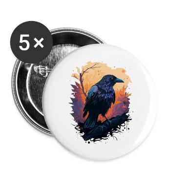 Crows Watchful Life - Buttons small 1''/25 mm (5-pack) - white - Front