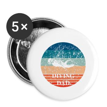 Diving Dad - Conception de plongeur pour les papas de plongée - Lot de 5 petits badges (25 mm) - blanc - Devant