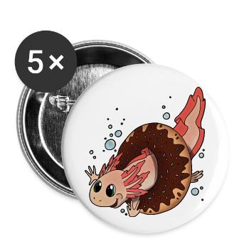 Axolotl Newt Donut - cool gift idea doughnut - Buttons small 1''/25 mm (5-pack) - white - Front