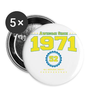 Awesome 1971 Shirt für Männer Frauen 52 Jahre alt 52. - Buttons klein 25 mm (5er Pack) - Weiß - Vorne