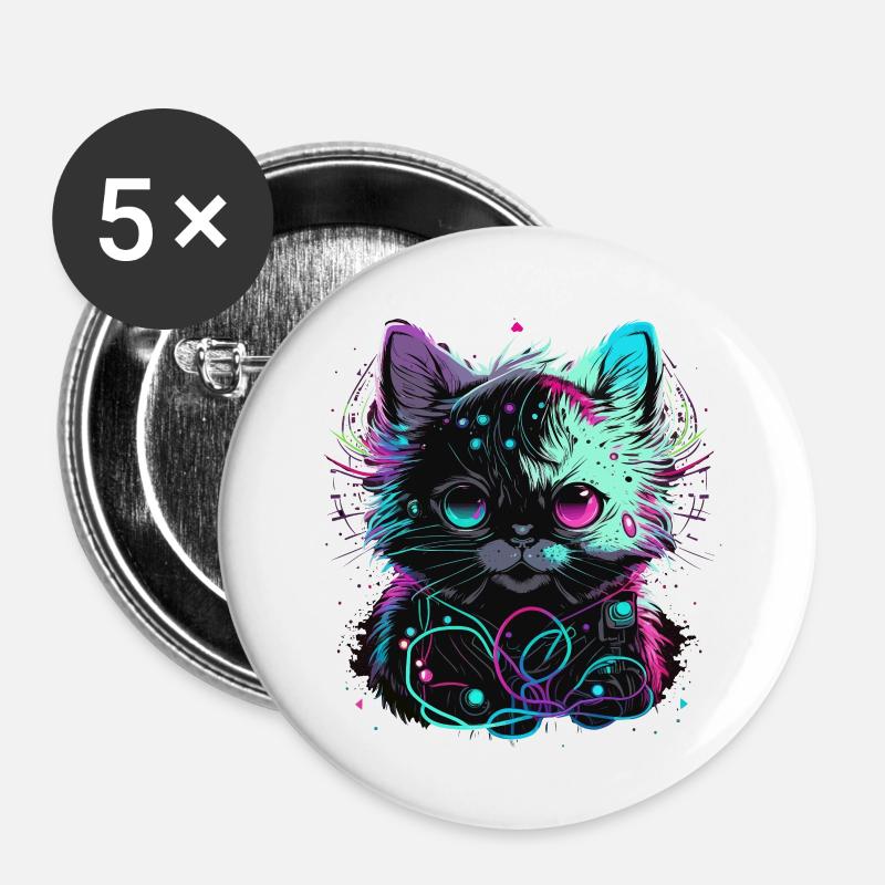 Electronic Cat - Buttons small 1''/25 mm (5-pack) - white