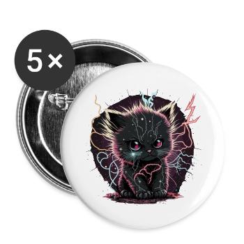 Perfectly Charge Kitten - Buttons small 1''/25 mm (5-pack) - white - Front