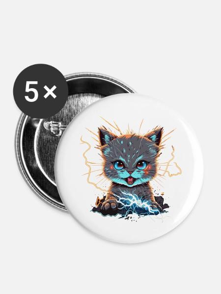Spannung Kat - Buttons klein 25 mm (5er Pack) - Weiß