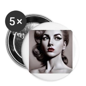Pin Up Girl 2 - Buttons small 1''/25 mm (5-pack) - white - Front