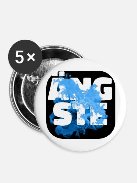 Ängste blau - Buttons klein 25 mm (5er Pack) - Weiß