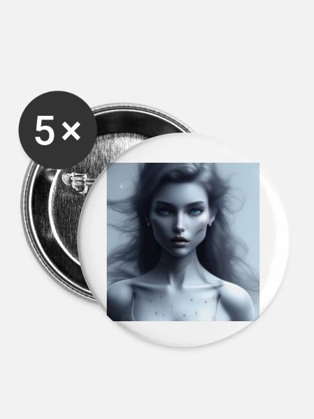 Göttin - Buttons klein 25 mm (5er Pack) - Weiß