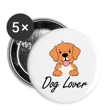 Dog Lover - Buttons klein 25 mm (5er Pack) - Weiß - Vorne