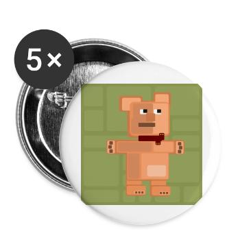 PixelArt Bär - Buttons klein 25 mm (5er Pack) - Weiß - Vorne
