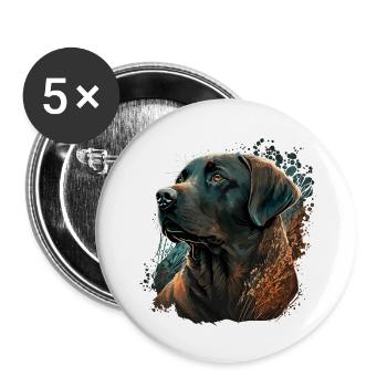 Superbe illustration de Labrador Retriever - Lot de 5 petits badges (25 mm) - blanc - Devant