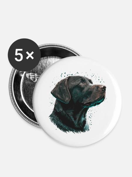 Wishing Labrador Retriever - Buttons klein 25 mm (5er Pack) - Weiß