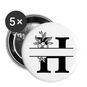 Personalisierter Blumenbuchstabe H - Buttons klein 25 mm (5er Pack) - Weiß - Vorne