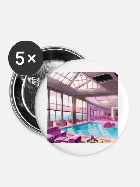Lounge mit Pool - Buttons klein 25 mm (5er Pack) - Weiß