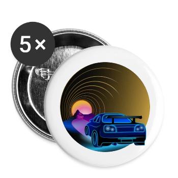 R34 - Retro - Synthwave - Style - Buttons small 1''/25 mm (5-pack) - white - Front