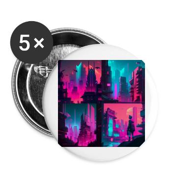 strange new world city im cyber punk style neon - Buttons klein 25 mm (5er Pack) - Weiß - Vorne